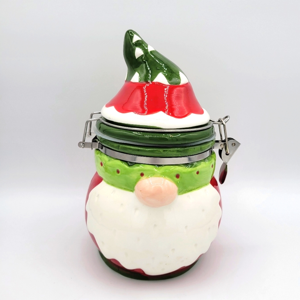 Christmas Gnome Hinged Container Cookie Jar Holiday Collectible Christmas Decor